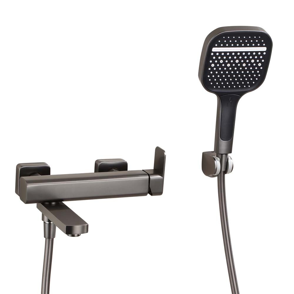 

Смеситель для ванны Tokito Aomori графит однорычажный с коротким изливом с лейкой (TOK-AOM-1014GM), Серый