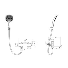 Смеситель для ванны Tokito Aomori графит однорычажный с коротким изливом с лейкой (TOK-AOM-1014GM) - фото 2