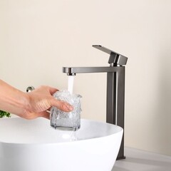 Смеситель для раковины высокий Tokito Aomori однорычажный графит (TOK-AOM-1012GM) - фото 7