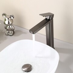 Смеситель для раковины высокий Tokito Aomori однорычажный графит (TOK-AOM-1012GM) - фото 3