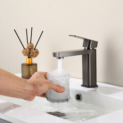 Смеситель для раковины Tokito Aomori однорычажный графит (TOK-AOM-1011GM) - фото 4