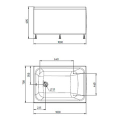 Ванна акриловая Jeff 100х70 см без ножек (01дж1070) - фото 3