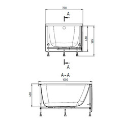 Ванна акриловая Jeff 100х70 см без ножек (01дж1070) - фото 2