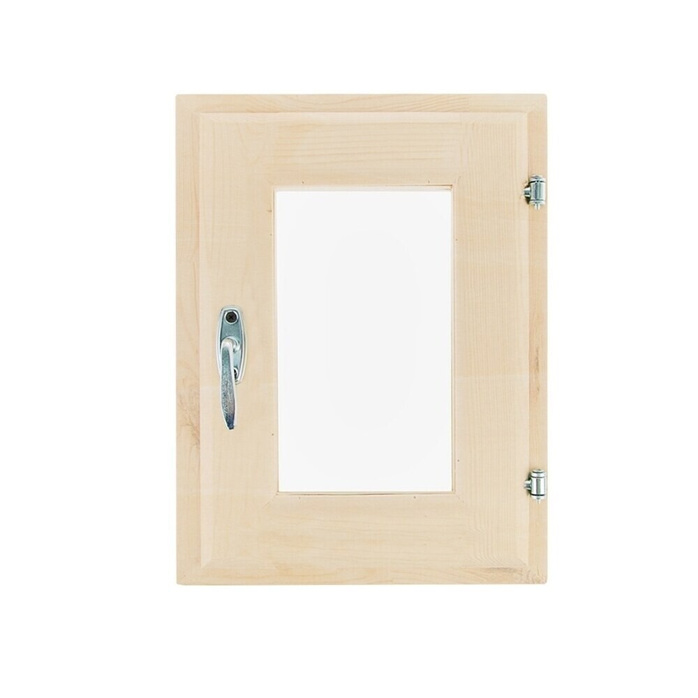 Изображение товара Деревянное окно для бани 300x400 мм с поворотной створкой и двухкамерным стеклопакетом