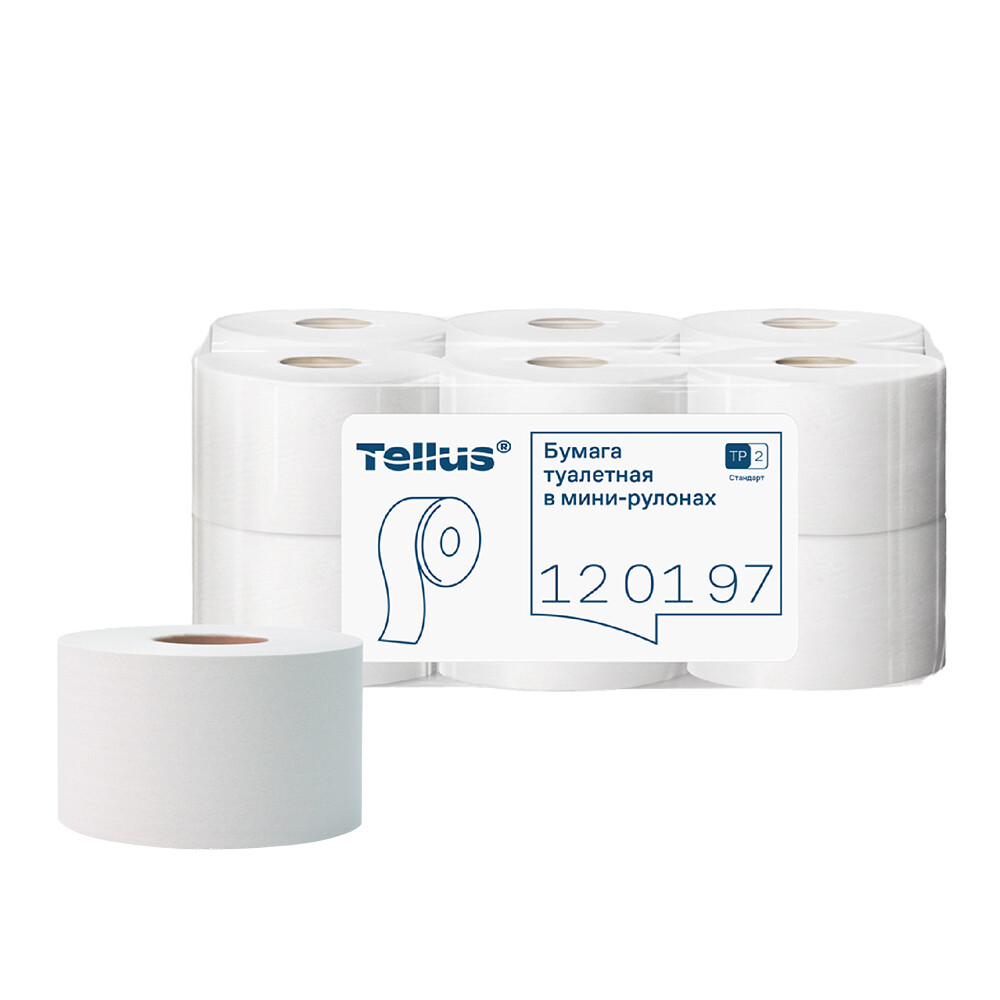 Изображение товара Туалетная бумага Tellus ТР-2 Стандарт 200 м мини-рулоны 12 шт