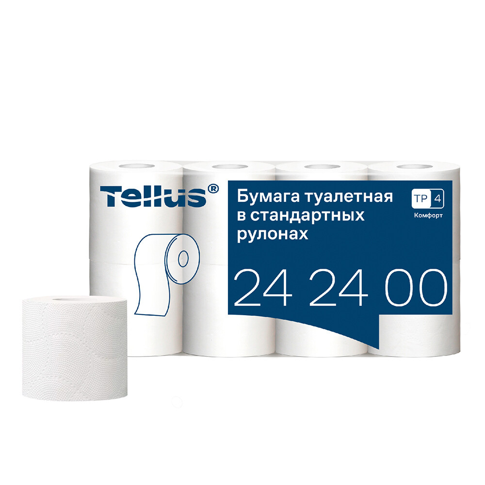 Изображение товара Туалетная бумага Tellus ТР-4 Комфорт 3 слоя 16 м 8 шт Россия