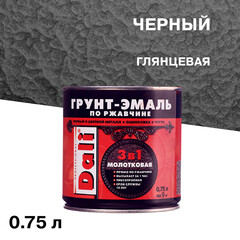 Изображение товара Грунт-эмаль по ржавчине 3в1 Dali черная молотковая глянцевая 0,75 л
