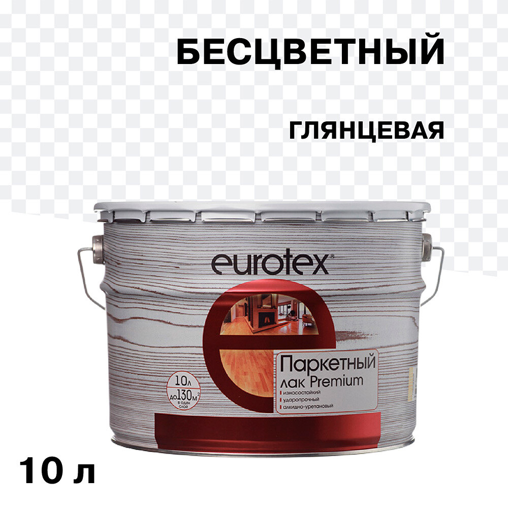 Изображение товара Лак алкидно-уретановый Eurotex Premium бесцветный 10 л глянцевый для внутренней отделки