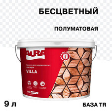 Краска фасадная по дереву Aura Villa акриловая база TR бесцветная 9 л