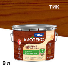 Антисептик Текс Bioteks 2-в-1 декоративный для дерева тик 9 л