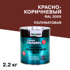Изображение товара Грунт-эмаль по ржавчине 3в1 Экодом красно-коричневая RAL 3009 полуматовая 2,2 кг