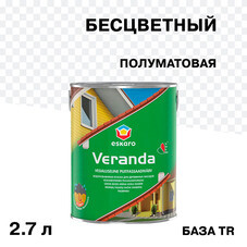 Краска фасадная по дереву Eskaro Veranda масляно-акриловая база TR бесцветная 2,7 л