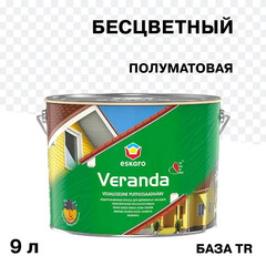 Изображение товара Краска фасадная по дереву Eskaro Veranda масляно-акриловая база TR бесцветная 9 л