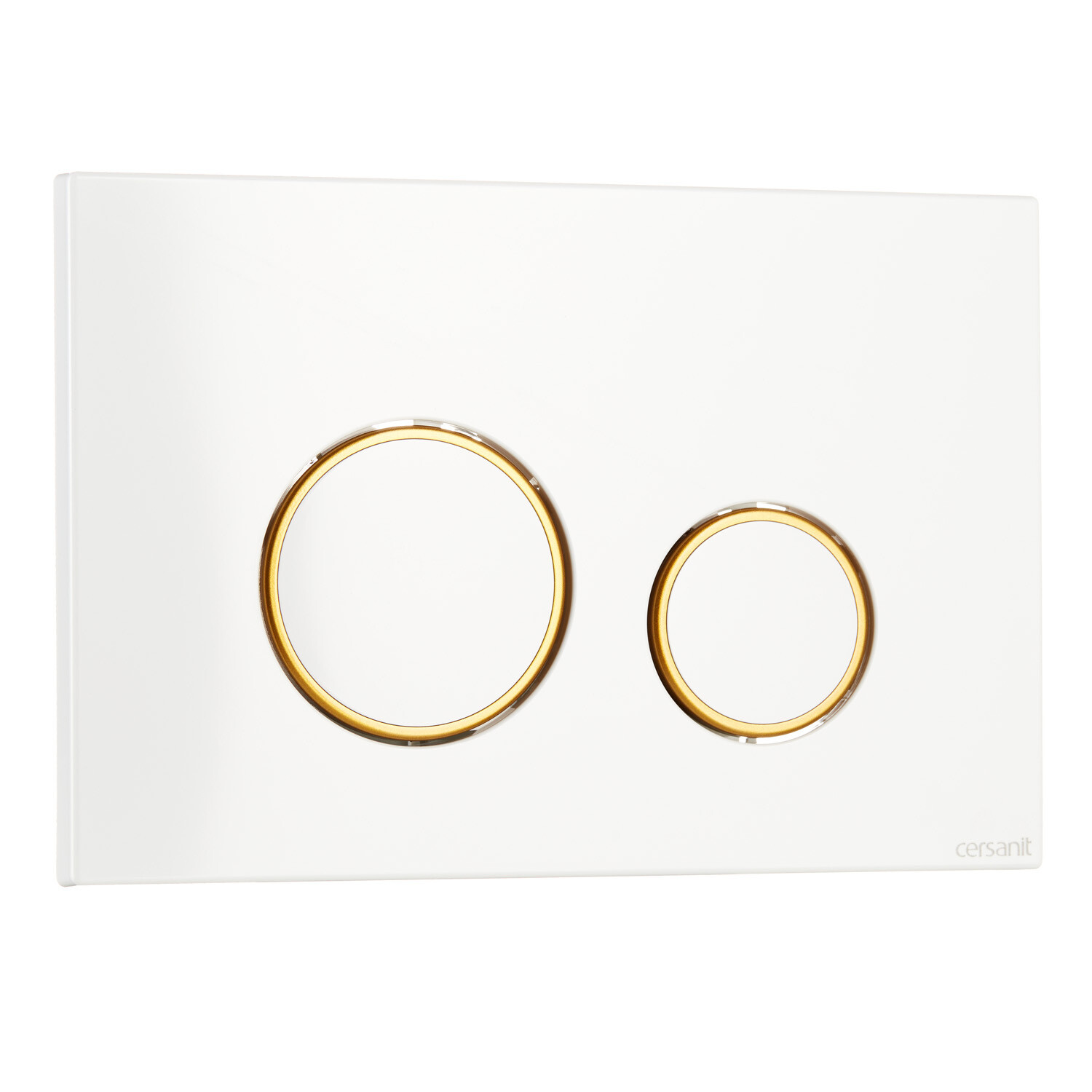 Изображение товара Клавиша смыва Cersanit Twins белая/золото для инсталляций