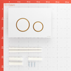 Клавиша смыва для инсталляций Cersanit Twins белая/золото (63535) - фото 2