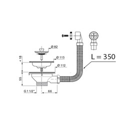 Выпуск для мойки Wirquin 3 1/2 с переливом черный (30987205) - фото 2
