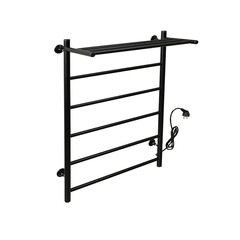 Полотенцесушитель электрический Тера Классика с полкой 800х525 мм 94 Вт правый черный матовый - фото 3