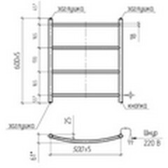 Полотенцесушитель электрический Тера Ребро 600х525 мм 45 Вт правый хром - фото 2