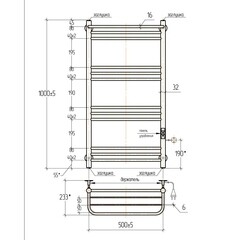 Полотенцесушитель электрический Тера Богема с полкой 1000х532 мм 91 Вт с терморегулятором правый хром - фото 2