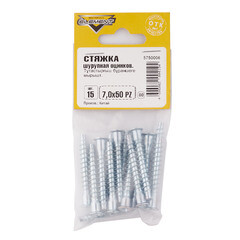 Стяжка шурупная оцинкованная 7х50 мм потайная головка PZ4 (15 шт.) - фото 2