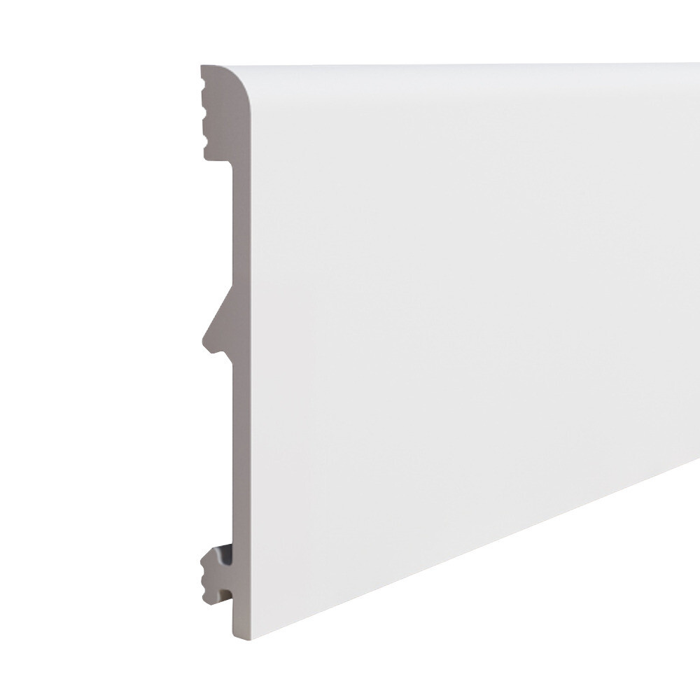 Изображение товара Плинтус экополимер Солид 120х14х2000 мм белый для пола кабель-канал