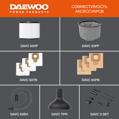 Строительный пылесос Daewoo DAVC 6025S 2500 Вт 60 л - фото 3