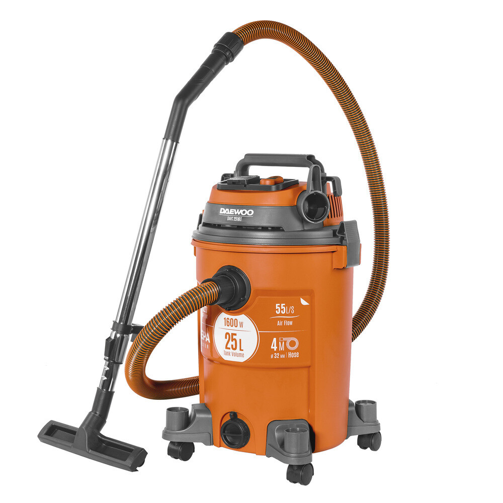 Изображение товара Daewoo DAVC 2516S: строительный пылесос 1600 Вт, 25 л, 4 м шланг