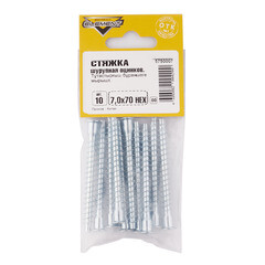 Стяжка шурупная оцинкованная 7х70 мм потайная головка HEX 4 (10 шт.) - фото 3