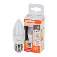 Лампа светодиодная Osram E27 4000К 7 Вт 600 Лм 170-250 В свеча В60 матовая - фото 7