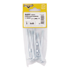 Болт мебельный оцинкованный 6х80 мм DIN 603 полусферическая головка с гайкой (6 шт.) - фото 3