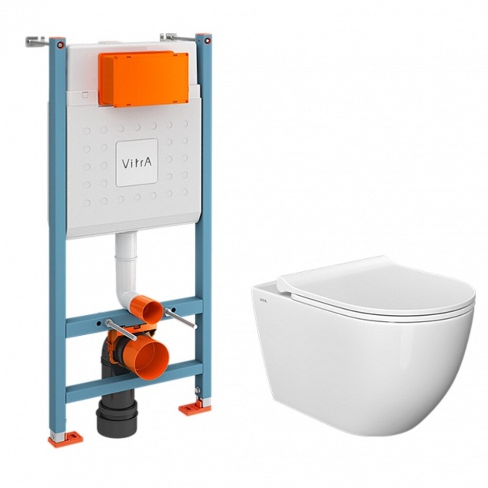 Изображение товара Комплект инсталляции Vitra с унитазом VitrA Mia Round и сиденьем микролифт (9873B003-7205)