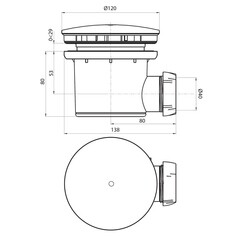 Сифон для душевого поддона Wirquin Турбийон 40-40/50 мм со съёмным стаканом слив d90 мм с выпуском d115 мм с соединением 40/50 мм (30987199) - фото 2