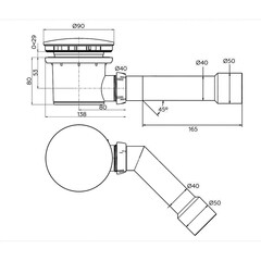 Сифон для душевого поддона Wirquin Турбийон 40-40/50 мм со съёмным стаканом слив d50 мм с выпуском d70 мм с соединением 40/50 мм хром/золото (30987196) - фото 2