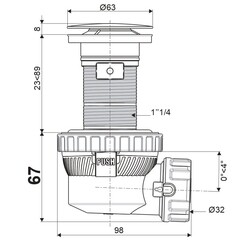 Сифон для раковины Wirquin Nano 6.7 1 1/4х32 мм с выпуском клик-клак с соединением 32 мм золото (30724955) - фото 2