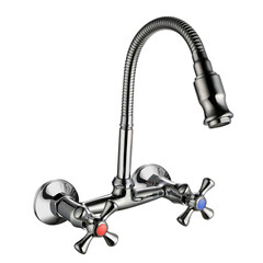 Смеситель для кухни Voda Laguna хром с гибким изливом двухвентильный (LGN02F) - фото 1