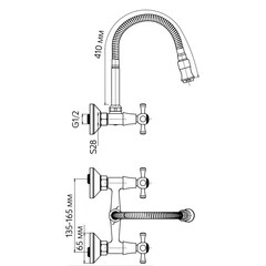 Смеситель для кухни Voda Laguna хром с гибким изливом двухвентильный (LGN02F) - фото 2