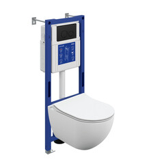 Изображение товара Комплект инсталляции Cersanit с унитазом Brasko Smart с кнопкой черной и сиденьем микролифт (69333)