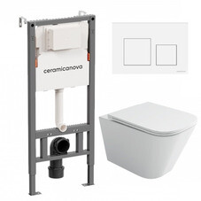 Комплект инсталляции Ceramicanova Balance с унитазом Ceramicanova Union с кнопкой белой и сиденьем дюропласт микролифт быстросъем (CN121001/CN4009T)