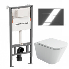 Комплект инсталляции Ceramicanova Balance с унитазом Ceramicanova Union с кнопкой хром и сиденьем дюропласт микролифт быстросъем (CN121001/CN4009T)