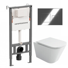 Комплект инсталляции Ceramicanova Balance с унитазом Ceramicanova Union с кнопкой хром и сиденьем дюропласт микролифт быстросъем (CN121001/CN4009T)