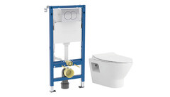 Комплект инсталляции Geberit Delta Duofix с унитазом Corsa Deco KX Rimless с кнопкой хром и сиденьем дюропласт микролифт (458.149.21.2/WHKX500RS) - фото 1