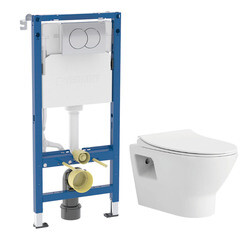 Комплект инсталляции Geberit Delta Duofix с унитазом Corsa Deco KX Rimless с кнопкой хром и сиденьем дюропласт микролифт (458.149.21.2/WHKX500RS)