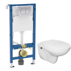 Комплект инсталляции Geberit Delta Duofix с унитазом Corsa Deco AX Rimless с кнопкой хром и сиденьем дюропласт микролифт (458.149.21.2/WHAX530RS)