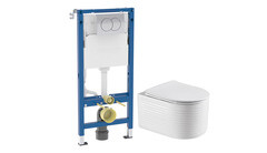 Комплект инсталляции Geberit Delta Duofix с унитазом Corsa Deco LXH с кнопкой хром и сиденьем дюропласт микролифт (458.149.21.2/WHLXH500ST) - фото 1