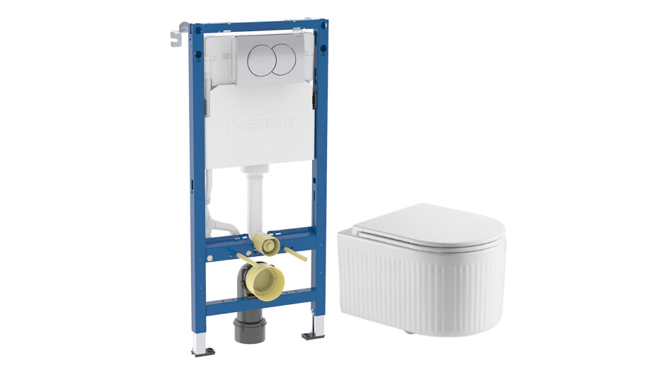 Изображение товара Комплект инсталляции Geberit Delta Duofix с унитазом Corsa Deco LXV хром и сиденьем микролифт