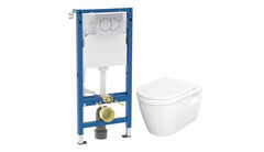 Комплект инсталляции Geberit Delta Duofix с унитазом Corsa Deco DX Rimless с кнопкой хром и сиденьем дюропласт микролифт (458.149.21.2/WHDX530RS) - фото 1