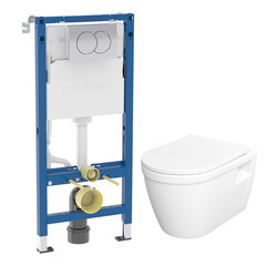 Комплект инсталляции Geberit Delta Duofix с унитазом Corsa Deco DX Rimless с кнопкой хром и сиденьем дюропласт микролифт (458.149.21.2/WHDX530RS)