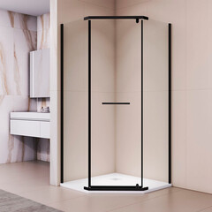 Душевой уголок RGW PA-83-B черный 100х100х195,5 см пятиугольник стекло прозрачное 6 мм (78088300-14) - фото 6