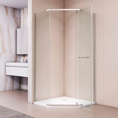 Душевой уголок RGW PA-83 хром 100х100х195,5 см пятиугольник стекло прозрачное 6 мм (78088300-11) - фото 5