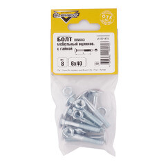 Болт мебельный оцинкованный 6х40 мм DIN 603 полусферическая головка с гайкой (8 шт.) - фото 2